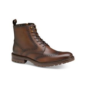 JOHNSTON & MURPHY Mens Brown Garrison Round Toe Block Heel Leather Boots 11.5 M